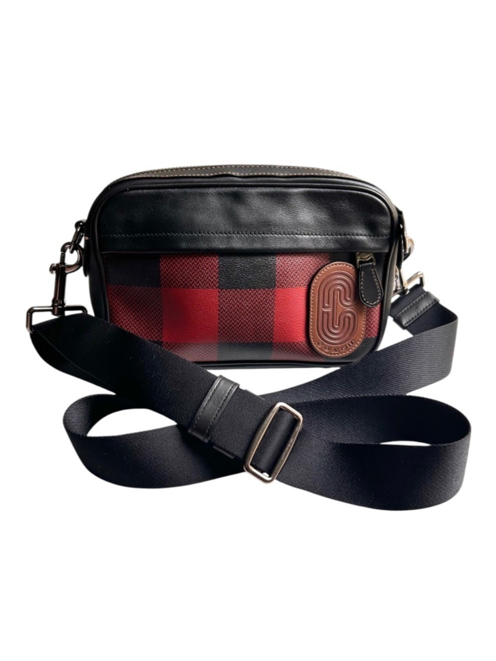 Coach Graham C1245 Red Black Buffalo Plaid Crossbody Bag *LOOKS NEW*